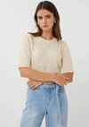 Esqualo Sequin Short Sleeve Knit Sweater, Cream