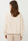EsQualo Feather Print Zip Up Bomber Jacket, Cream