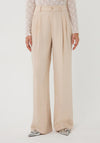EsQualo High Waisted Wide Leg Trousers, Sand