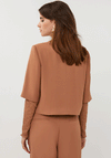 EsQualo Cropped With Button Closure Blazer, Tan