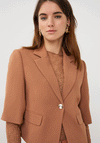 EsQualo Cropped With Button Closure Blazer, Tan