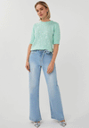 Esqualo Sequin Short Sleeve Knit Sweater, Mint Green
