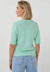 Esqualo Sequin Short Sleeve Knit Sweater, Mint Green