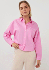 Esqualo Button up Cropped Shirt, Pink