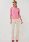 Esqualo Sequin Short Sleeve Knit Sweater, Pink