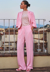 Esqualo Wide Leg Twill Trousers, Light Pink