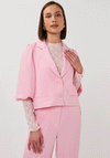 EsQualo Puffed Cropped Sleeve Blazer, Pink