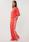 EsQualo Casual Striped Elasticated Waist Trousers, Coral