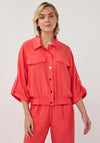 EsQualo Collared With Gold Button Detail Jacket, Coral