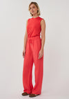 EsQualo Elasticated Waist Wide Leg Trousers, Coral