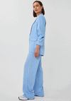 Esqualo Linen Wide Leg Striped Trousers, Blue