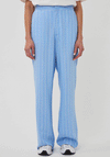 Esqualo Linen Wide Leg Striped Trousers, Blue