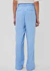 Esqualo Linen Wide Leg Striped Trousers, Blue