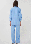 Esqualo Linen Wide Leg Striped Trousers, Blue