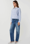 Esqualo Bow Striped Short Shirt, Blue