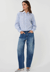 Esqualo Bow Striped Short Shirt, Blue