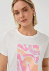 Esqualo Sequin Graphic Print T-Shirt, White