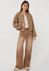 EsQualo Sequin Detail Zip Up Jacket, Light Brown Multi