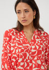 EsQualo V-Neck Geometric Print Blouse, Coral