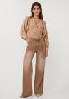 EsQualo Geometric V-Neck Blouse, Tan