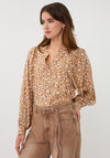 EsQualo Geometric V-Neck Blouse, Tan