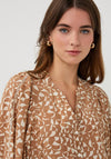 EsQualo Geometric V-Neck Blouse, Tan