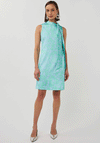 Esqualo Floral Satin Tie Neck Mini Dress, Green & Blue
