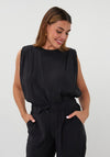 Esqualo High Neck Sleeveless Top, Black