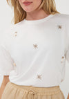 Esqualo Seashell and Beaded Detail Plain T-Shirt, White