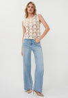 Esqualo Knitted Floral Detail Vest, Cream