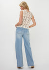 Esqualo Knitted Floral Detail Vest, Cream