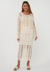 Esqualo Knitted Pencil Midi Skirt, Cream
