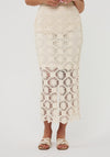 Esqualo Knitted Pencil Midi Skirt, Cream