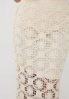 Esqualo Knitted Pencil Midi Skirt, Cream