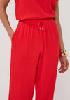 Esqualo Textured Wide Leg Trousers, Red