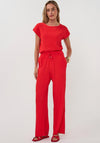 Esqualo Textured Wide Leg Trousers, Red