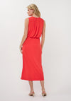 Esqualo High Neckline Midi Dress, Red