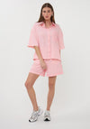 Esqualo Button-Down Striped Blouse, Pink and White