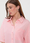 Esqualo Button-Down Striped Blouse, Pink and White