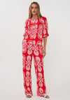 Esqualo Floral Print Wide Leg Trousers, Red Multi