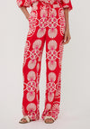 Esqualo Floral Print Wide Leg Trousers, Red Multi