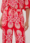 Esqualo Floral Print Wide Leg Trousers, Red Multi