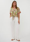 Esqualo Botanical Print V-Neck Blouse, Green Multi
