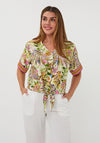Esqualo Botanical Print V-Neck Blouse, Green Multi
