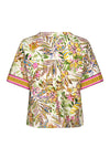 Esqualo Botanical Print V-Neck Blouse, Green Multi