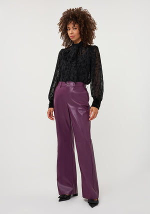 Esqualo Lace with Neck Scarf Detail Blouse, Black