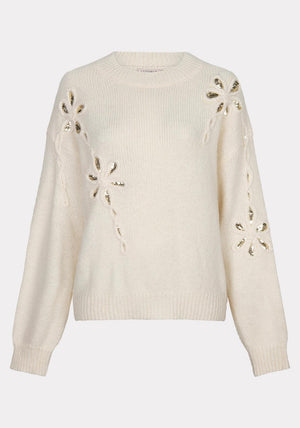 Esqualo Knit with Sequin Detail Jumper, Cream