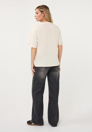 Esqualo Cotton-blend with Lettering T-Shirt, Cream
