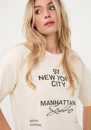 Esqualo Cotton-blend with Lettering T-Shirt, Cream