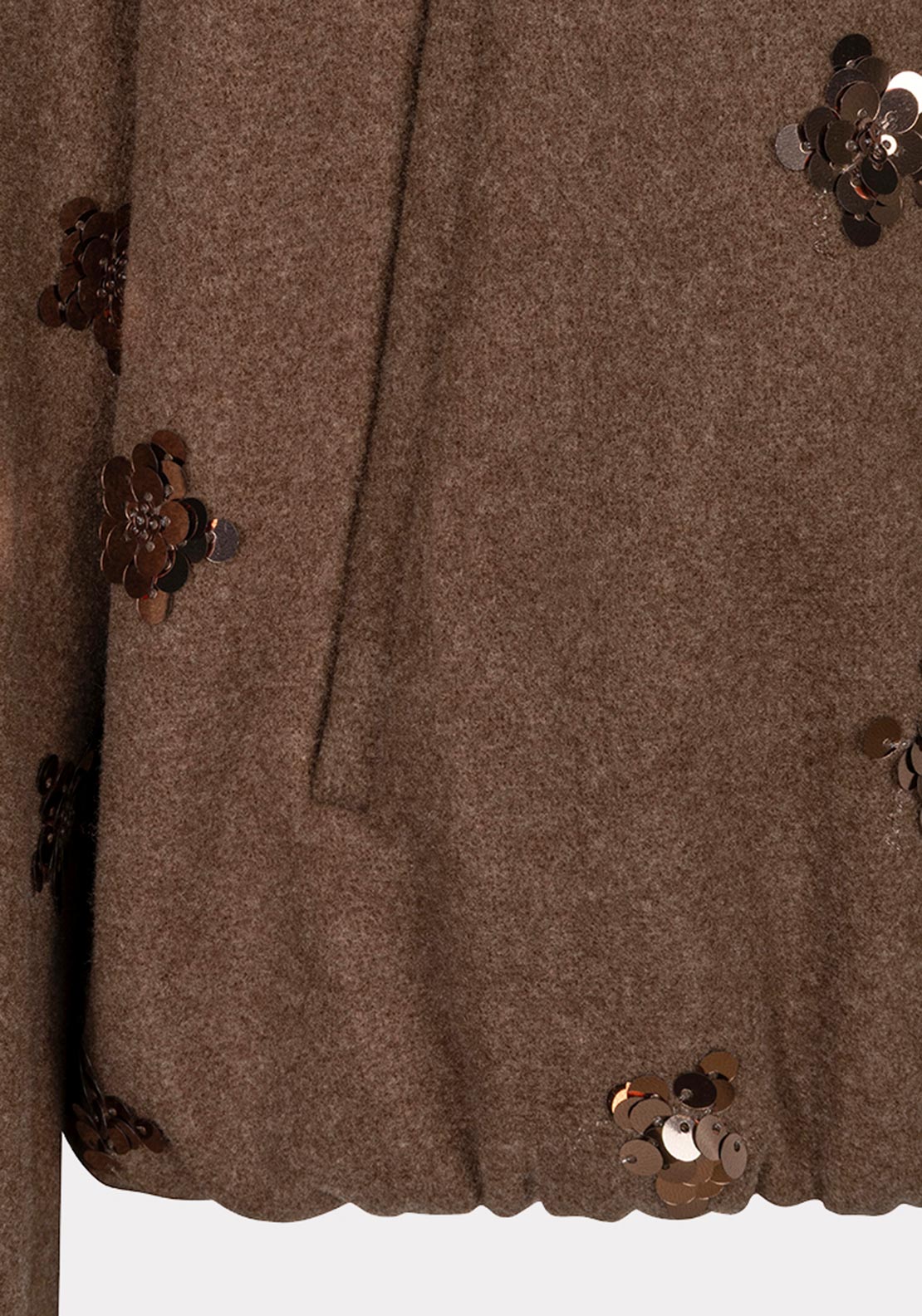 Esqualo Zip Up With Sequin Detail Jacket, Brown
